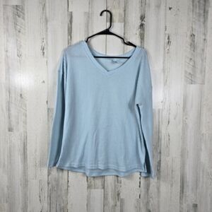 just be baby blue v-neck long sleeve shirt women's size medium